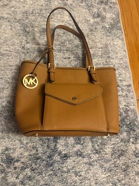 Michael Kors Cognac Saffiano Leather Tote with Front Pocket